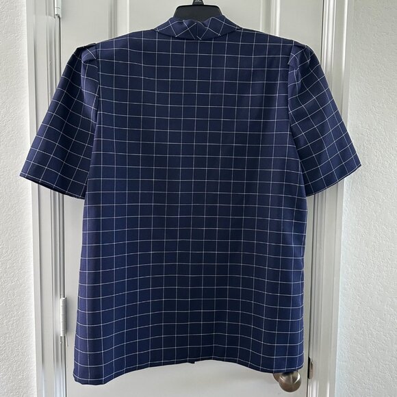 Vintage W.P. Gordon Navy Blue Windowpane Plaid Short Sleeve Blazer Jacket Size 1 - Picture 2 of 6